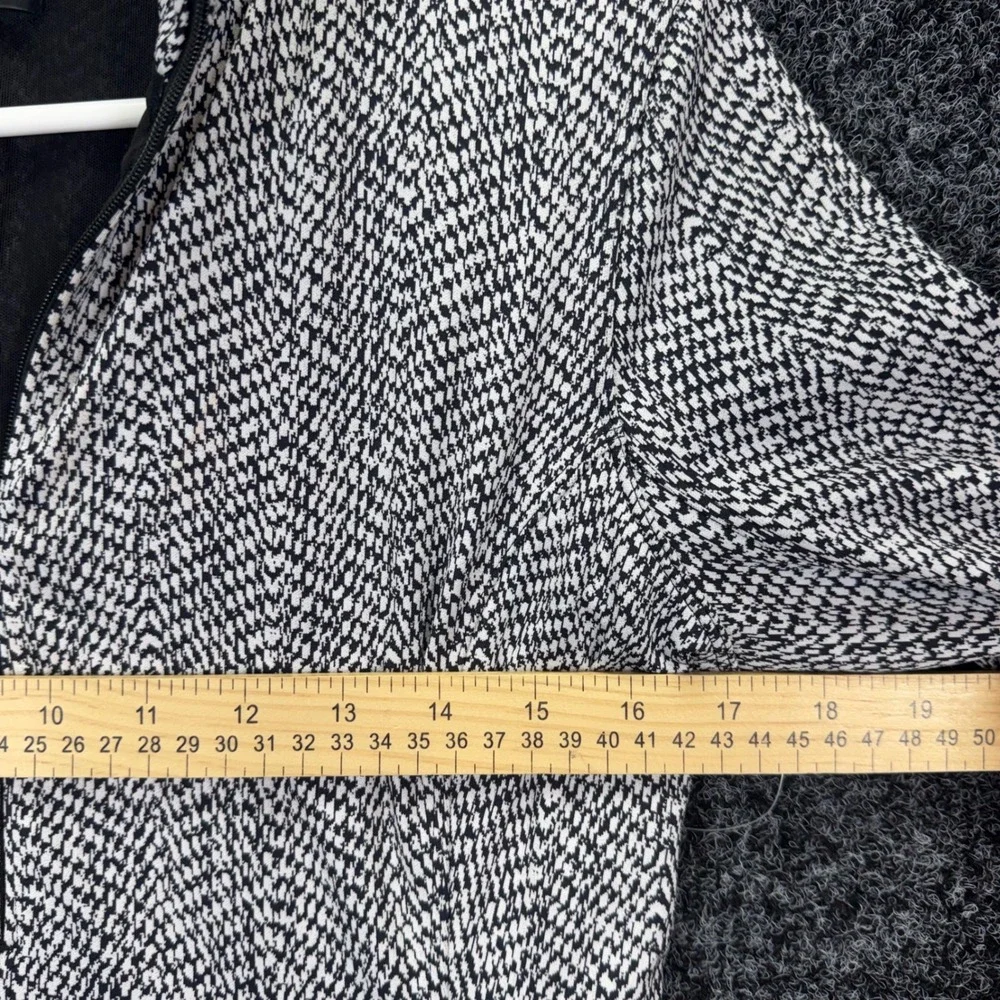 Athleta Black White Herringbone Zip Mock Neck Long Sleeve Dress Pockets Medium P - Picture 5 of 7